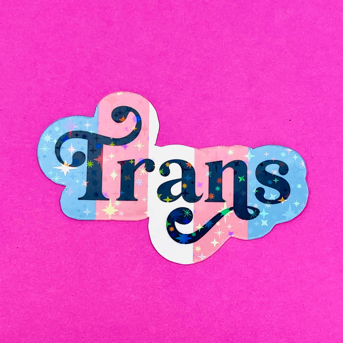 Trans Pride - Sparkle Vinyl Sticker Sticker Restrained Grace   