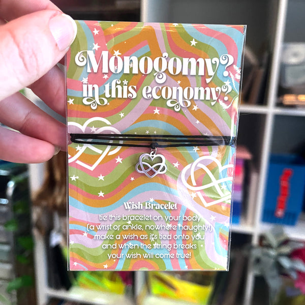 Monogamy? In this Economy? - Polyamory Symbol Wish Bracelet