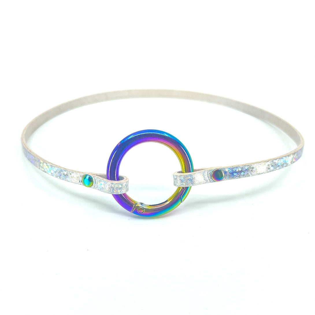 Holo Rainbow Ring of O Collar Collar Restrained Grace   