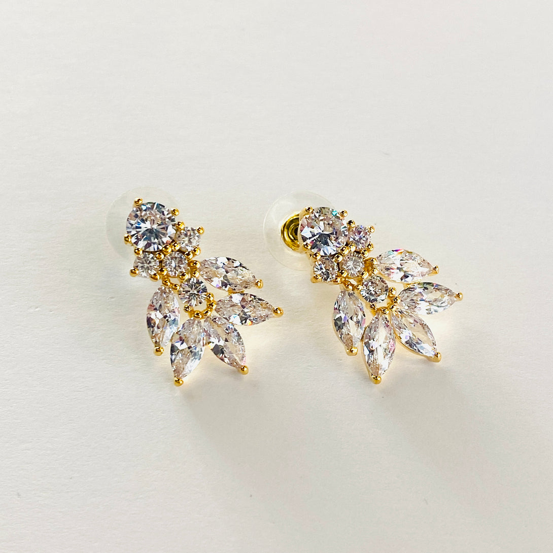 Garden Princess Cubic Zirconia Stud Earrings Earrings Restrained Grace Gold  