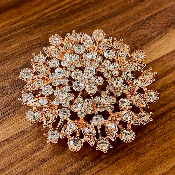 Garden Princess Brooch in Rose Gold and Cubic Zirconia