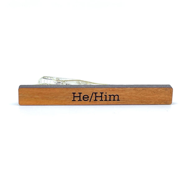 Pronouns Wooden Tie Clip Tie Clip Restrained Grace He/Him  