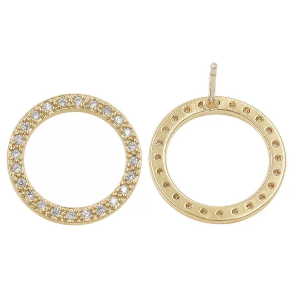 Studded Cubic Zirconia Ring of O Earrings Earrings Restrained Grace Gold  