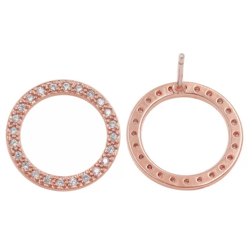 Studded Cubic Zirconia Ring of O Earrings Earrings Restrained Grace Rose Gold  