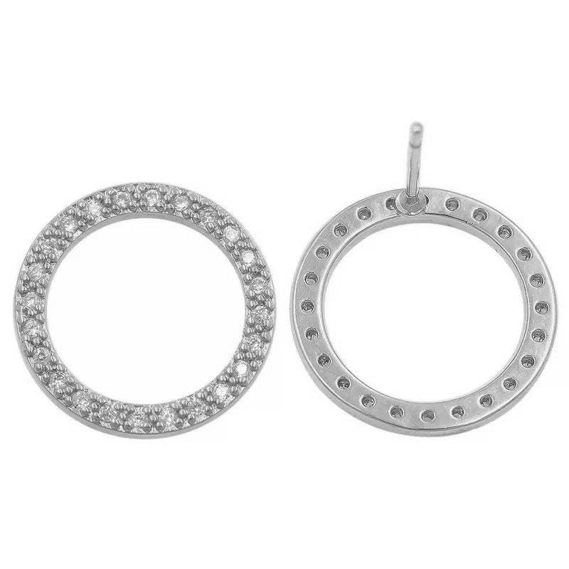 Studded Cubic Zirconia Ring of O Earrings Earrings Restrained Grace Silver  
