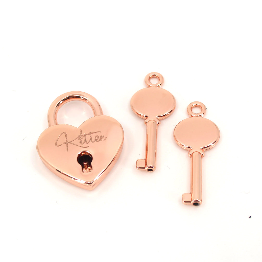 Engraved Heart Padlock - Personalized BDSM Working Lock Lock Restrained Grace Rose Gold  