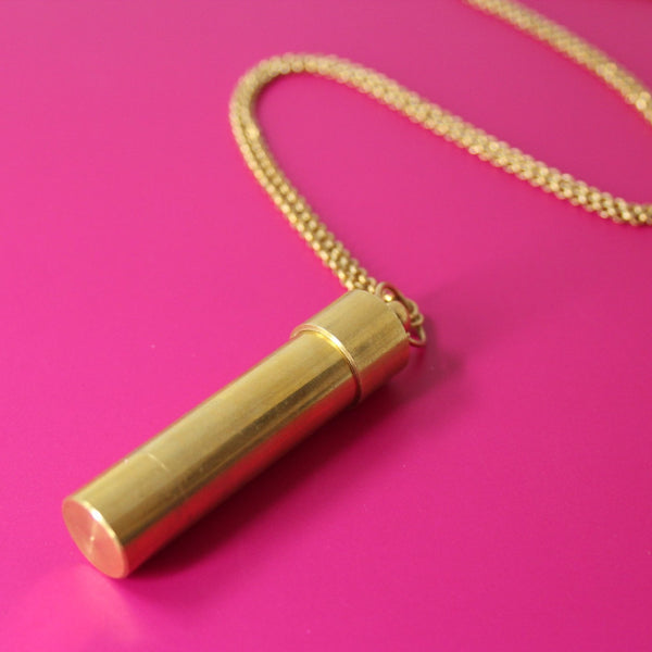 Solid Brass Vial Necklace