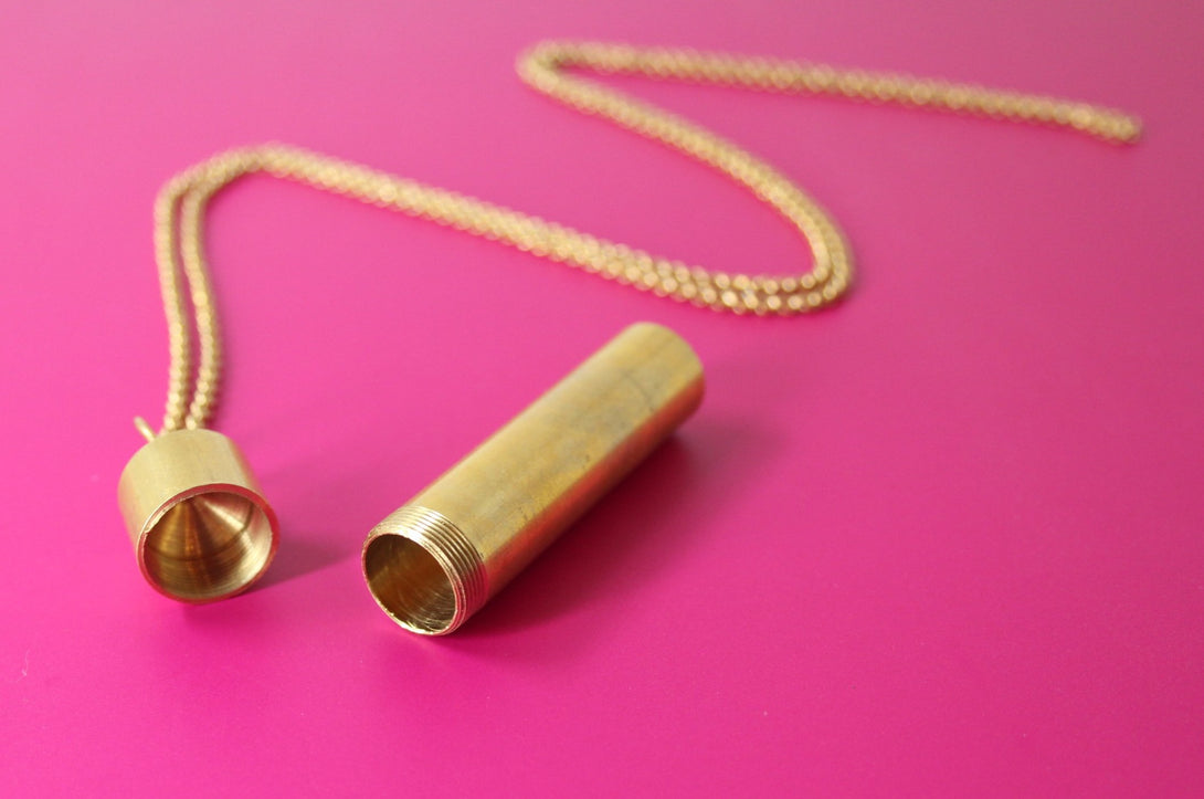 Solid Brass Vial Necklace Necklace Restrained Grace   