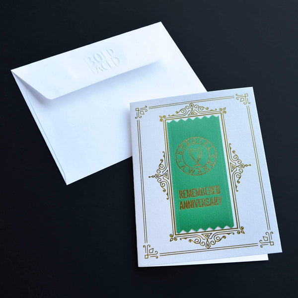 Boldfaced Goods Remembered Anniversary Ribbon Card