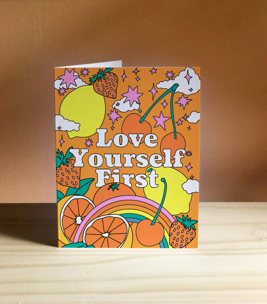 Ash + Chess - "Love Yourself First" Self Love Groovy Greeting Card Greeting Card Ash + Chess   