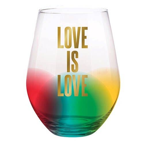 Slant - Love Is Love - XL Rainbow Stemless Wine Glass Wine Glass Slant   