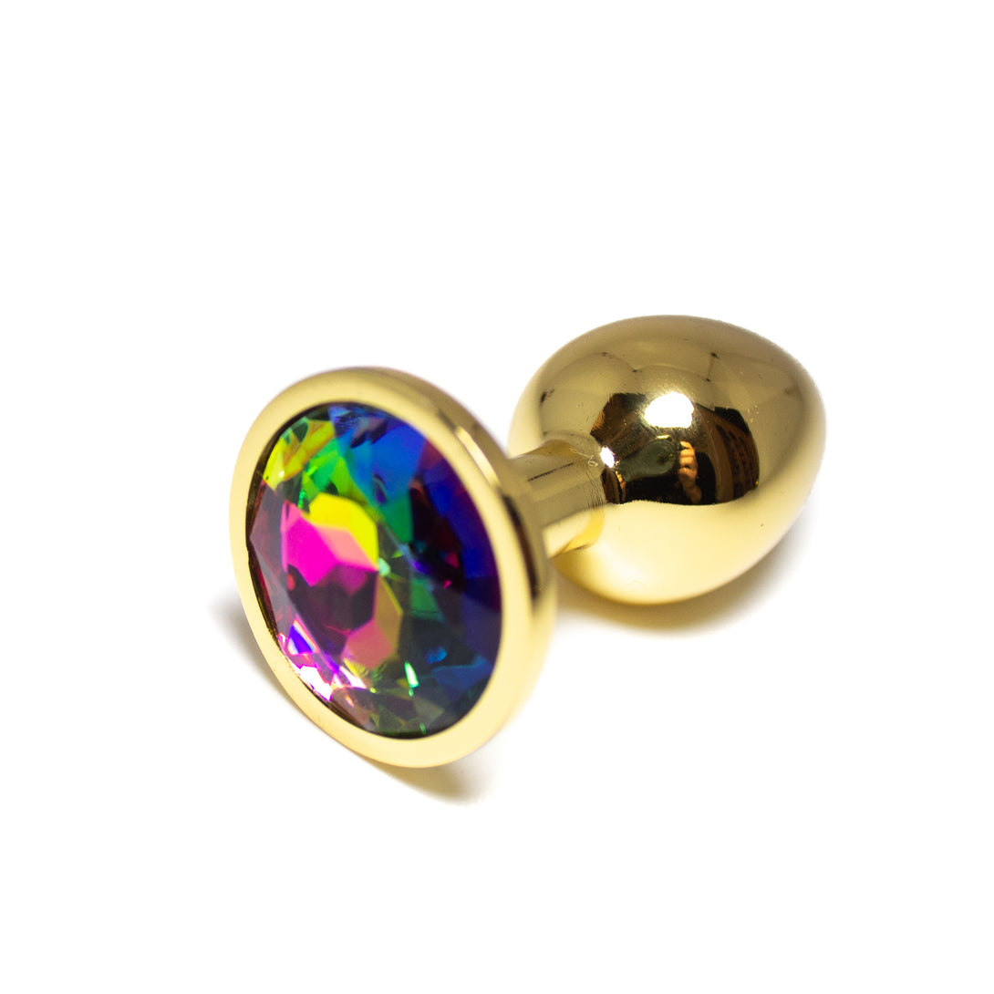 Gold Rainbow Crystal Rhinestone Butt Plug Plug Restrained Grace   