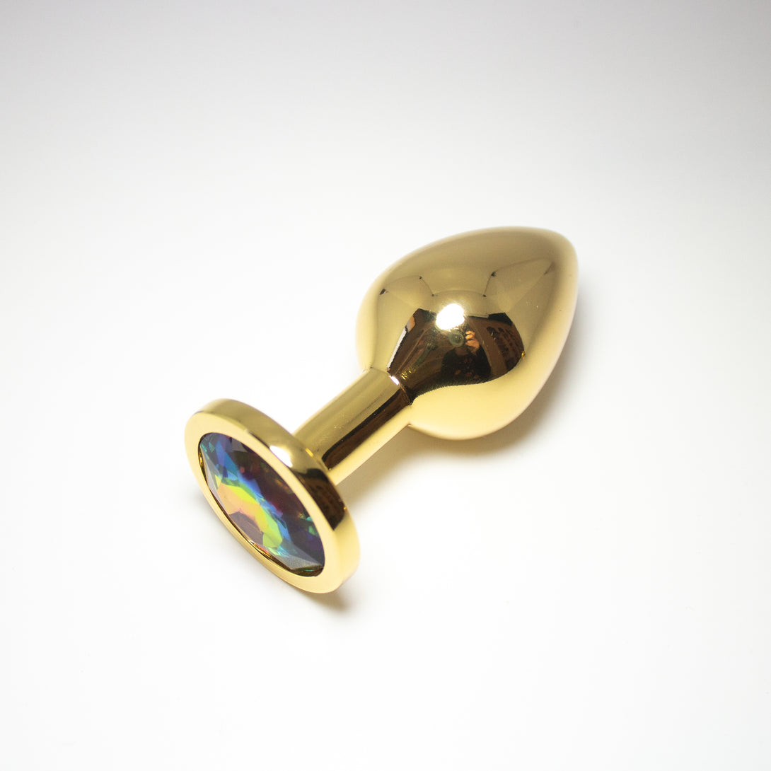 Gold Rainbow Crystal Rhinestone Butt Plug Plug Restrained Grace   