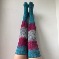 Peony and Moss - Trans Flag Thigh High Socks Socks Peony and Moss   