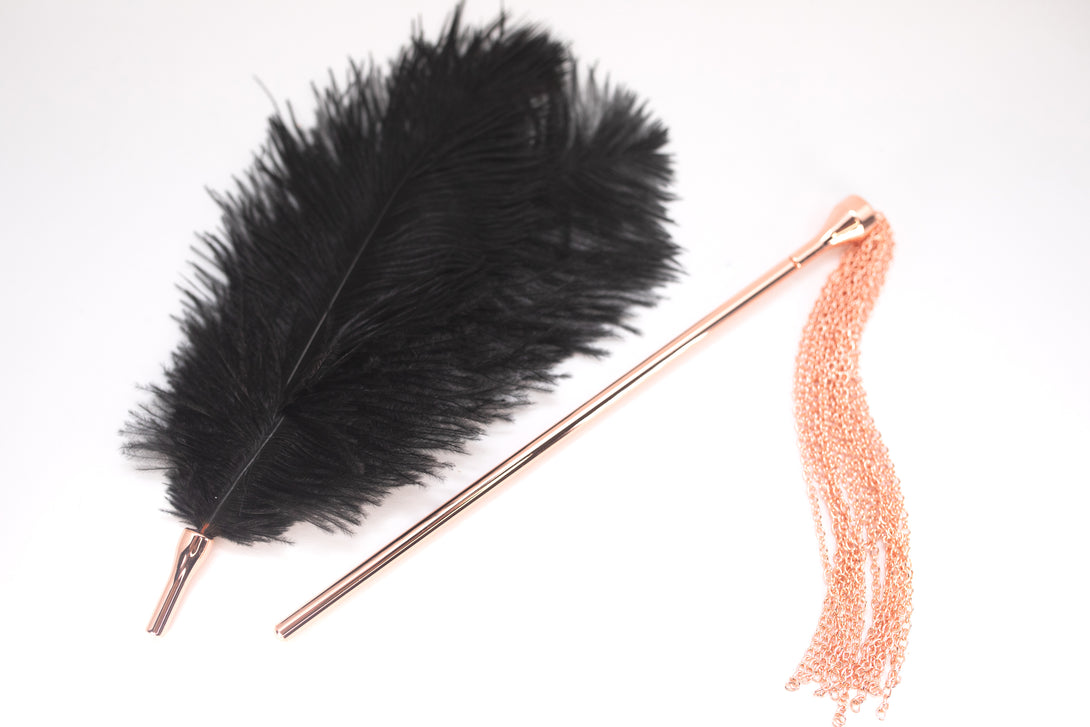 Rose Gold Tickle and Tease Chain Flogger Pleasure Set Flogger Restrained Grace   