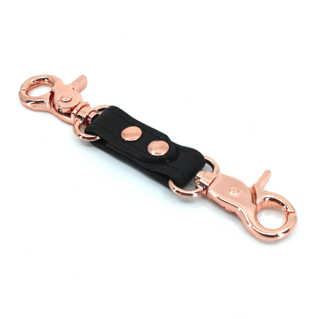 Restrained Grace Bondage Strap The Leather Double Snap Hook in Black & Rose Gold