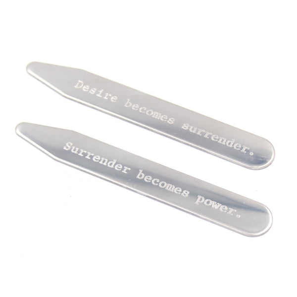 Personalized Steel Collar Stays - Custom Dom Gift Collar Stays Restrained Grace   