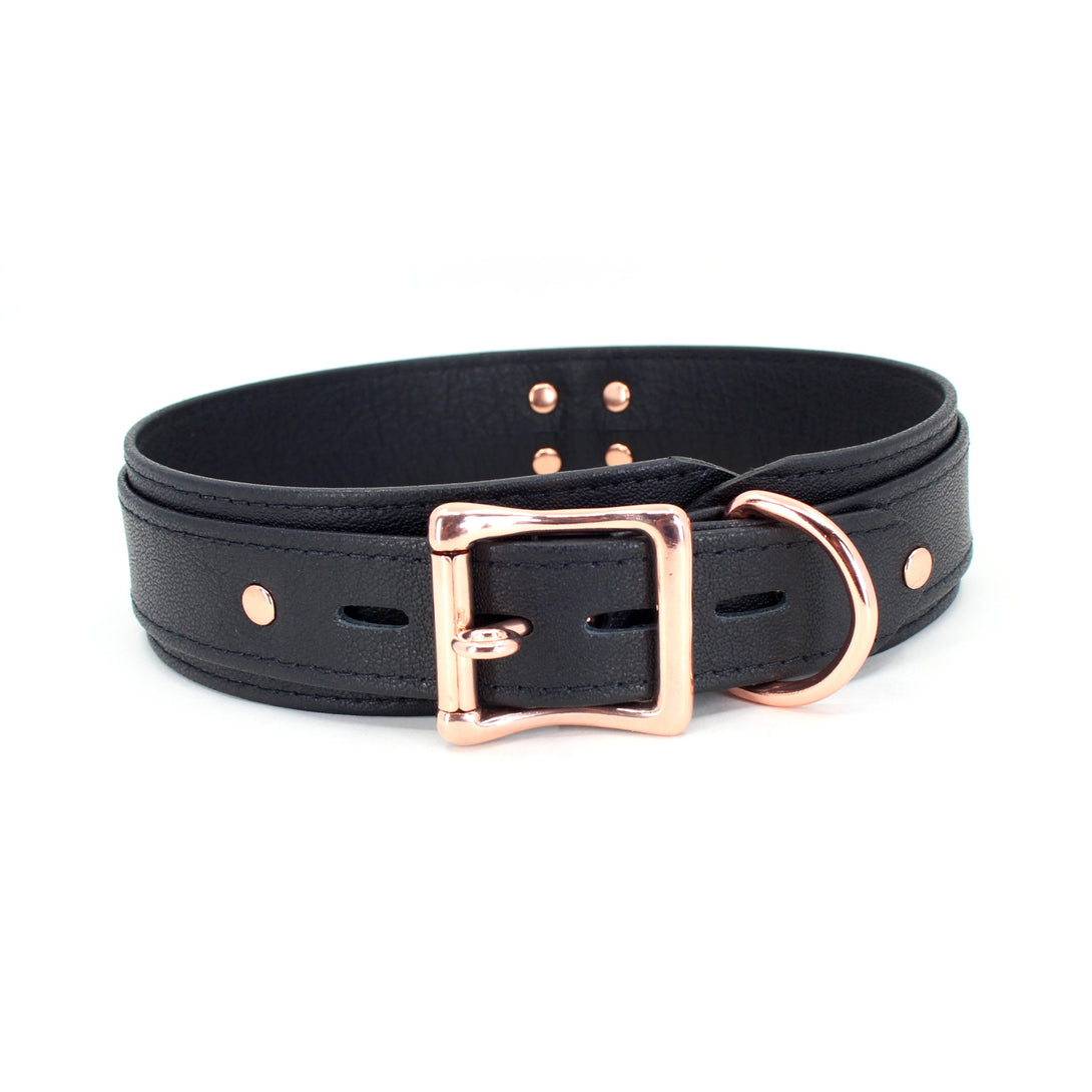 Restrained Grace Collar The Bold Leather BDSM Collar in Black & Rose Gold