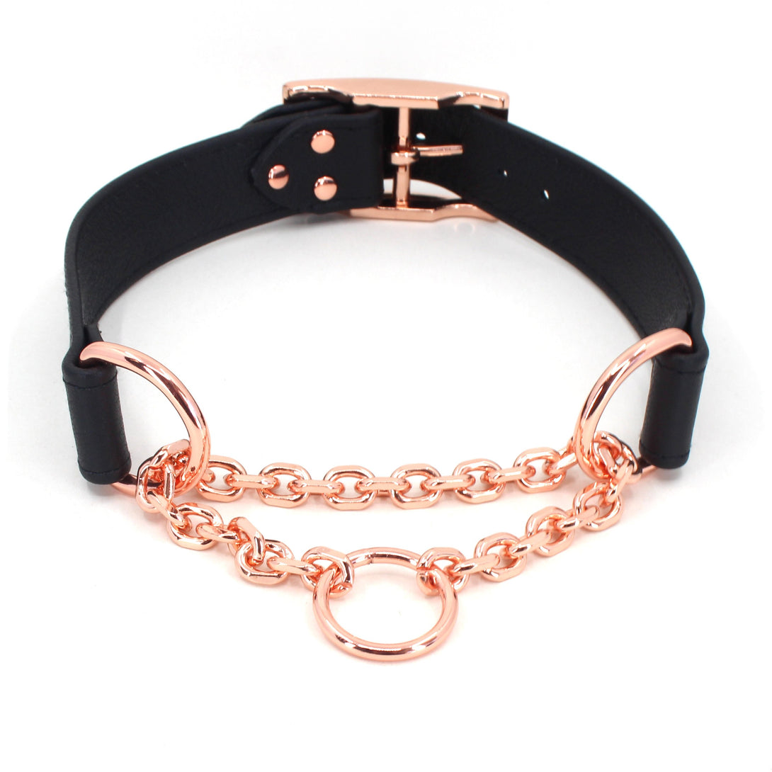 Restrained Grace Collar The Classic Martingale Collar in Black & Rose Gold