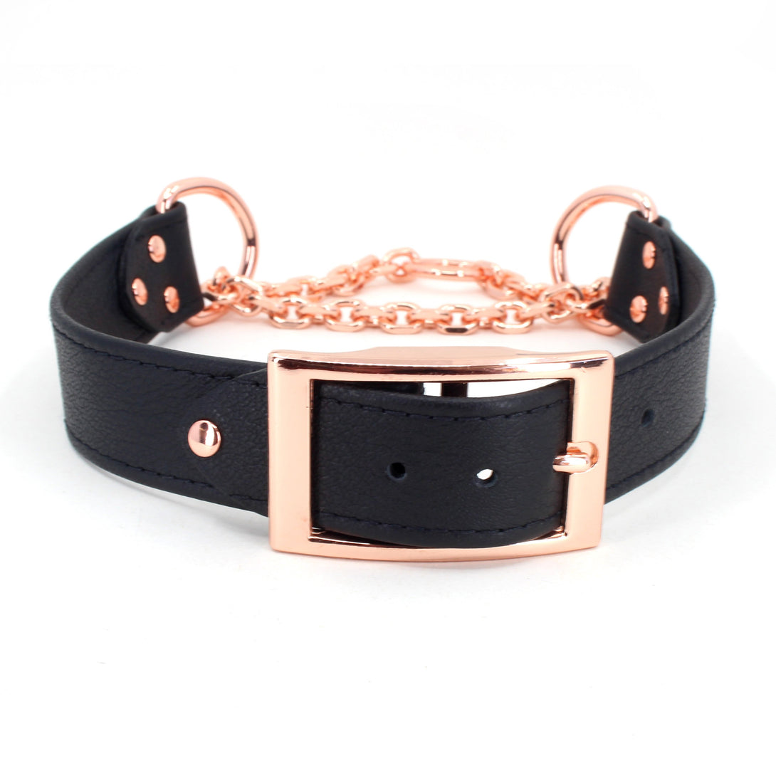 Restrained Grace Collar The Classic Martingale Collar in Black & Rose Gold