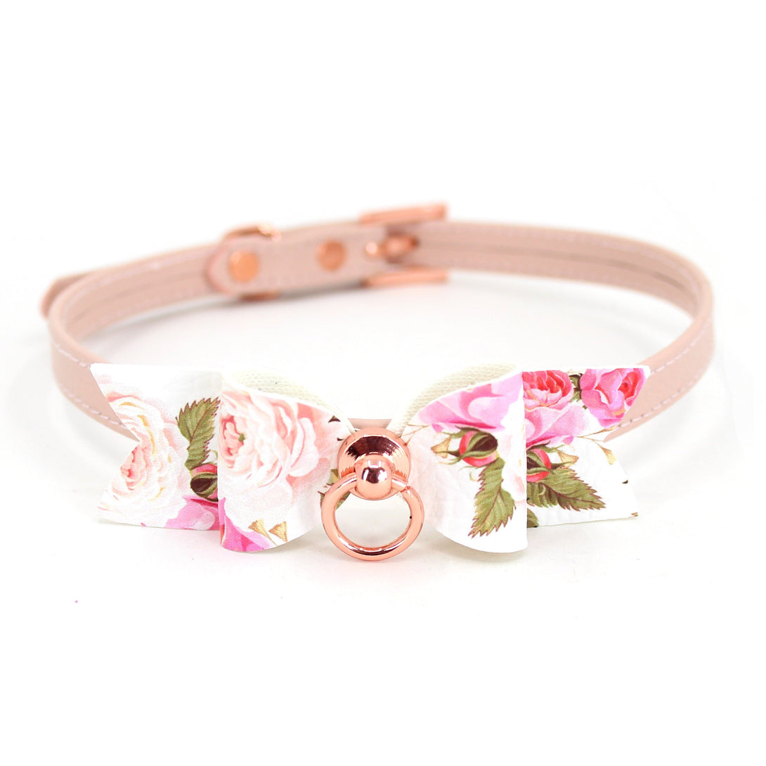 Restrained Grace Collar The Darling Colleen Floral Bow Mini Collar in Blush Pink & Rose Gold