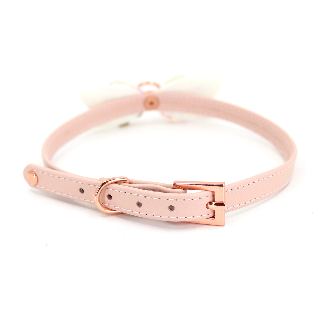 Restrained Grace Collar The Darling Colleen Floral Bow Mini Collar in Blush Pink & Rose Gold