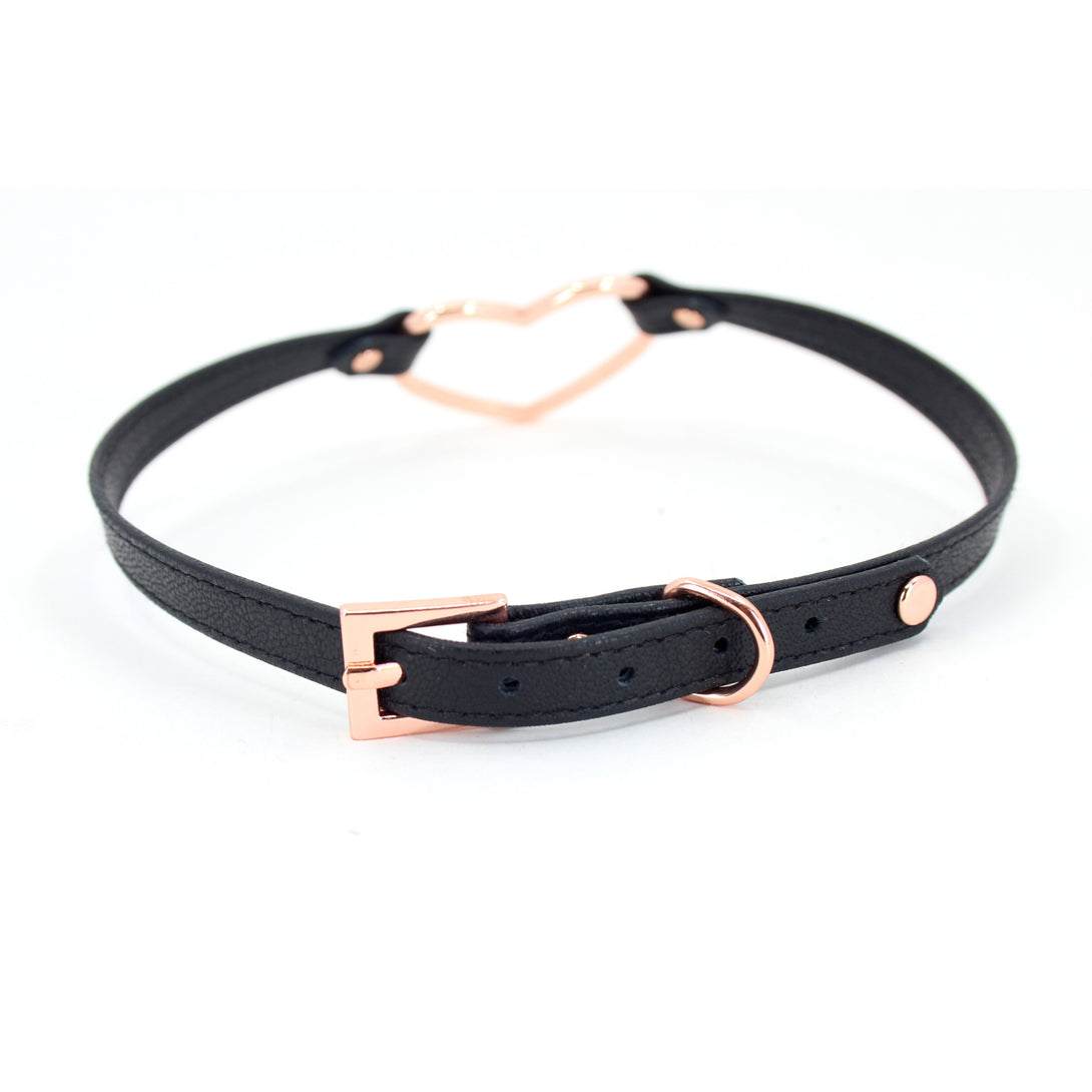 Custom Heart Ring Leather Mini Collar - BDSM Day Collar Collar Restrained Grace   