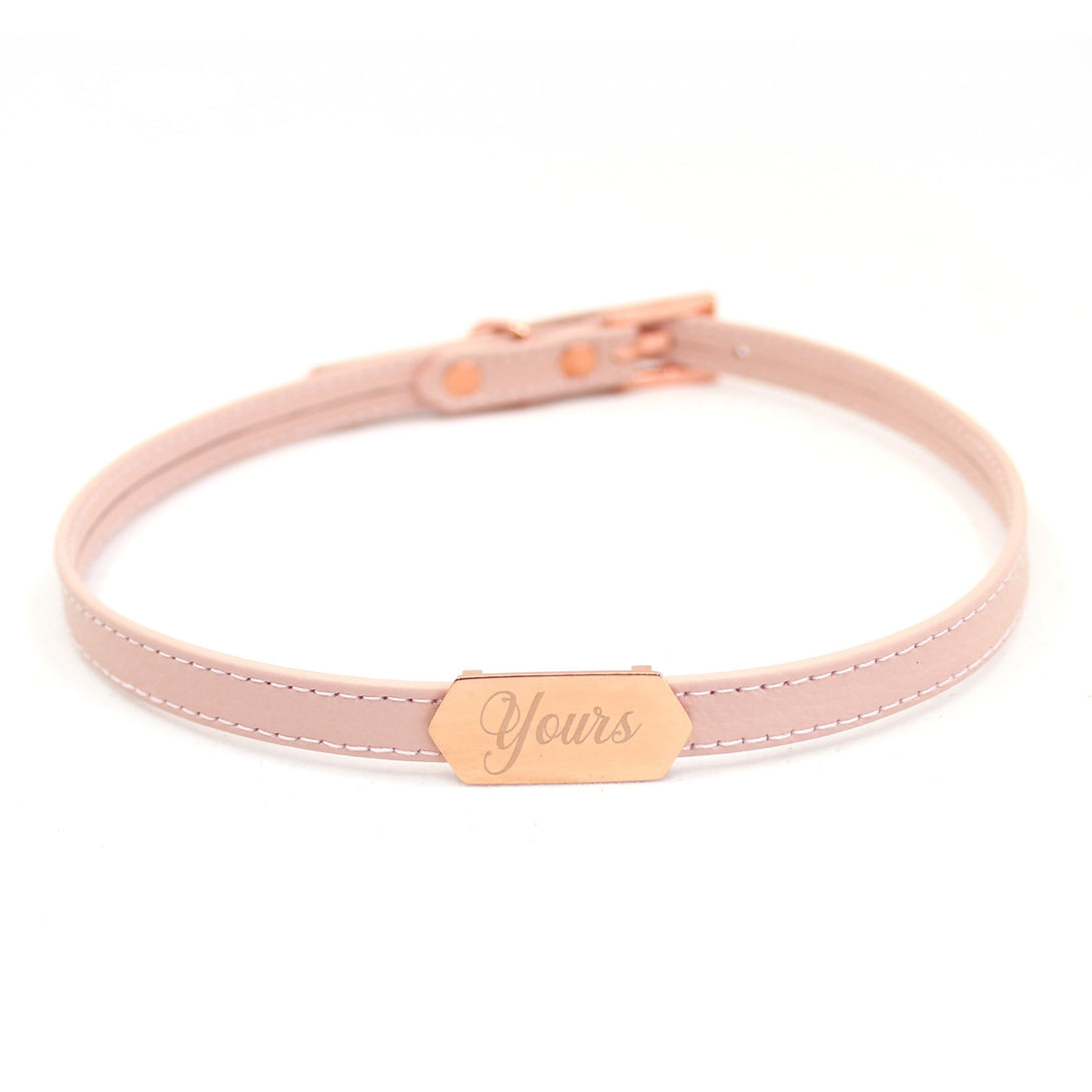 Custom Engraved Plaque Leather Mini Collar - BDSM Day Collar Collar Restrained Grace   