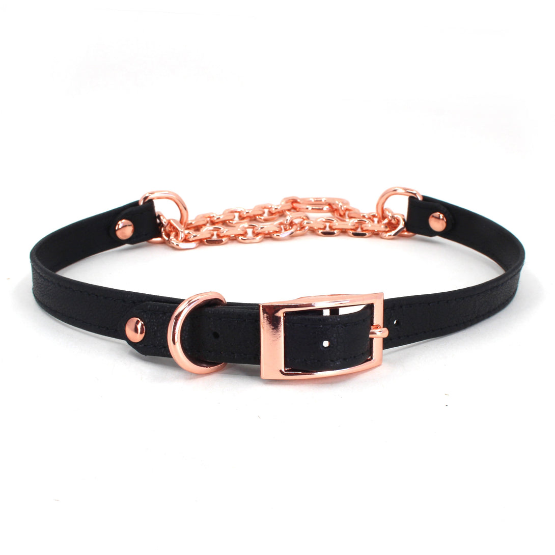 Restrained Grace Collar The Petite Martingale Collar in Black & Rose Gold