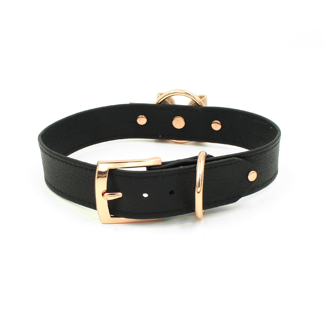 Restrained Grace Collar The Ring of O Classic Bow Collar in Black & Rose Gold