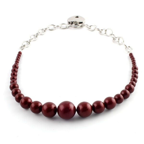 Burgundy Swarovski Pearl Day Collar Day Collar Restrained Grace   