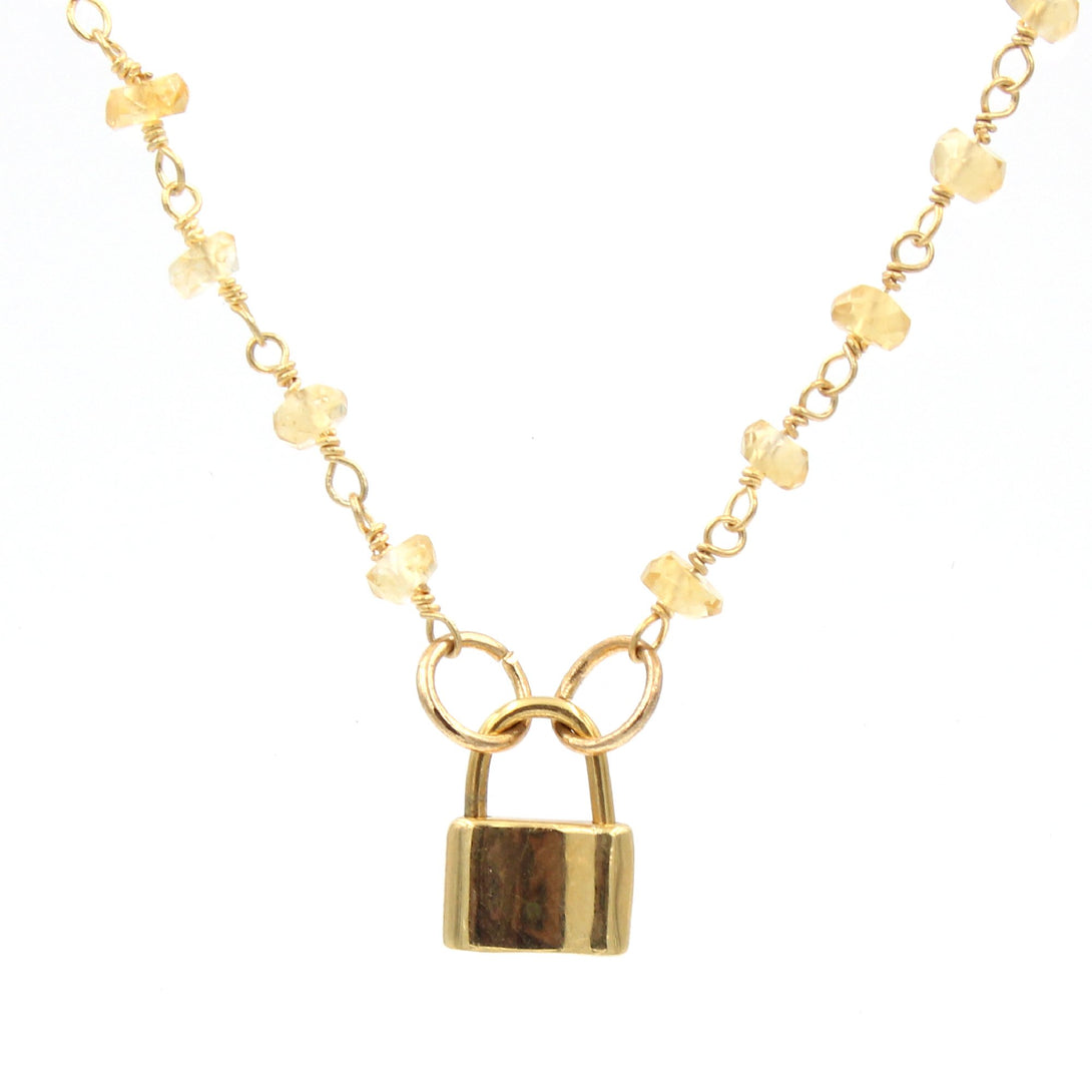 Restrained Grace Day Collar Ultra Discreet Citrine Rosary BDSM Day Collar in Gold - November Birthstone