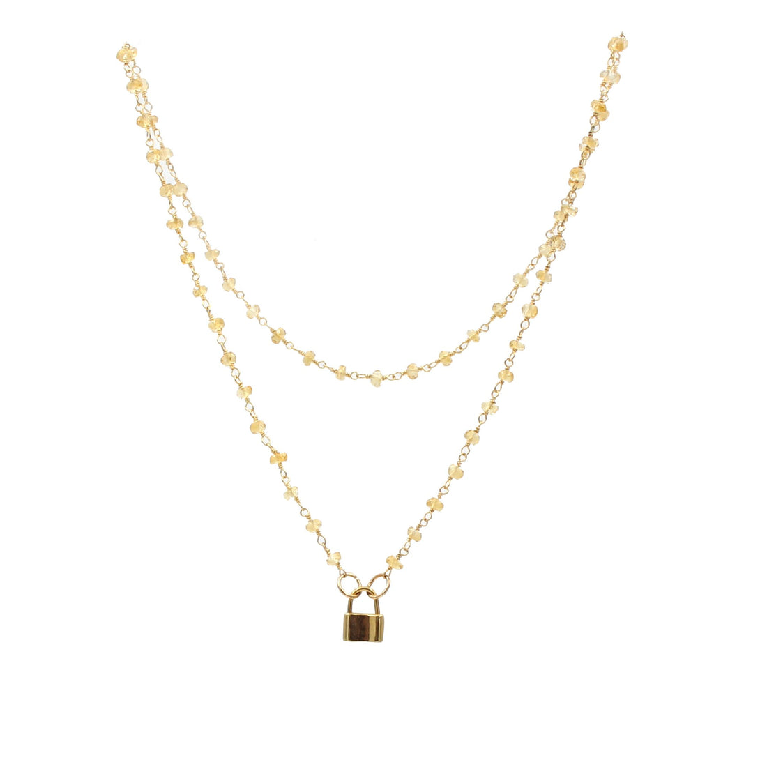 Restrained Grace Day Collar Ultra Discreet Citrine Rosary BDSM Day Collar in Gold - November Birthstone