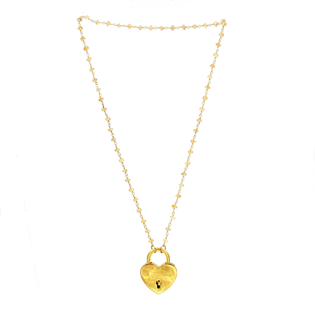 Restrained Grace Day Collar Ultra Discreet Citrine Rosary BDSM Day Collar in Gold - November Birthstone