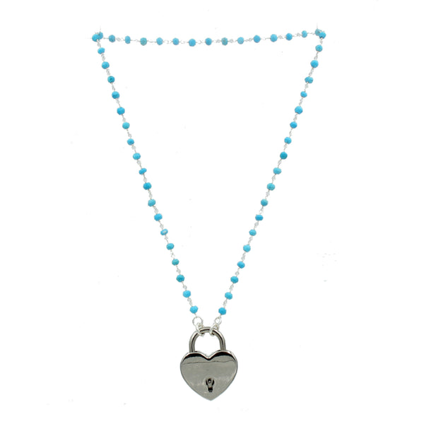 Restrained Grace Day Collar Ultra Discreet Turquoise Rosary BDSM Day Collar in Silver - December Birthstone