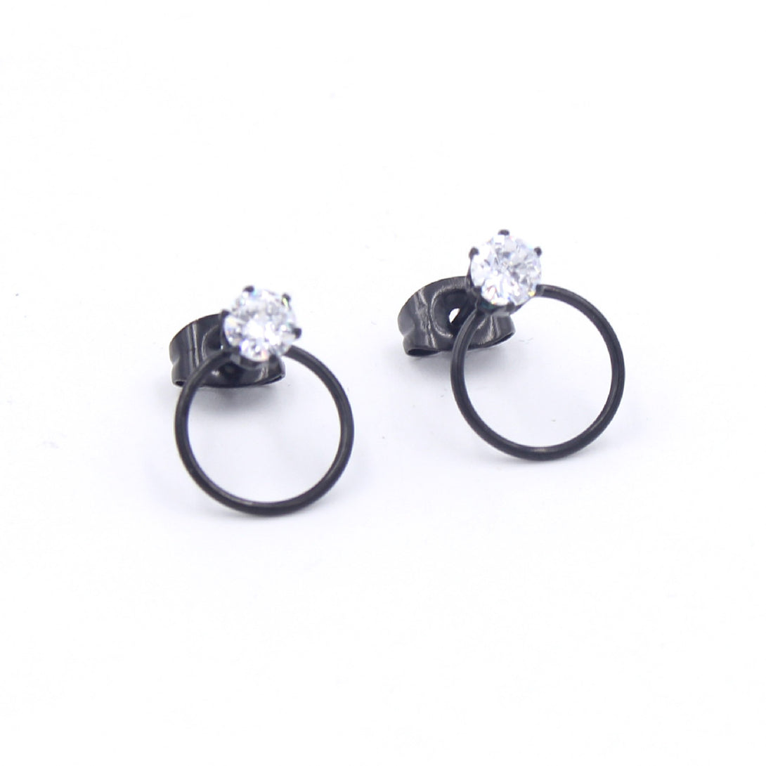 Rhinestone Ring of O Earrings Earrings Restrained Grace Black  