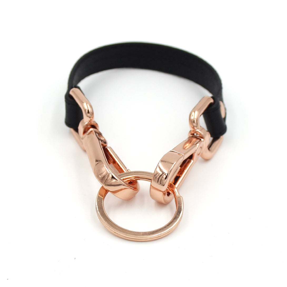 Restrained Grace Key Chain The Leather Hobble Keychain in Black & Rose Gold