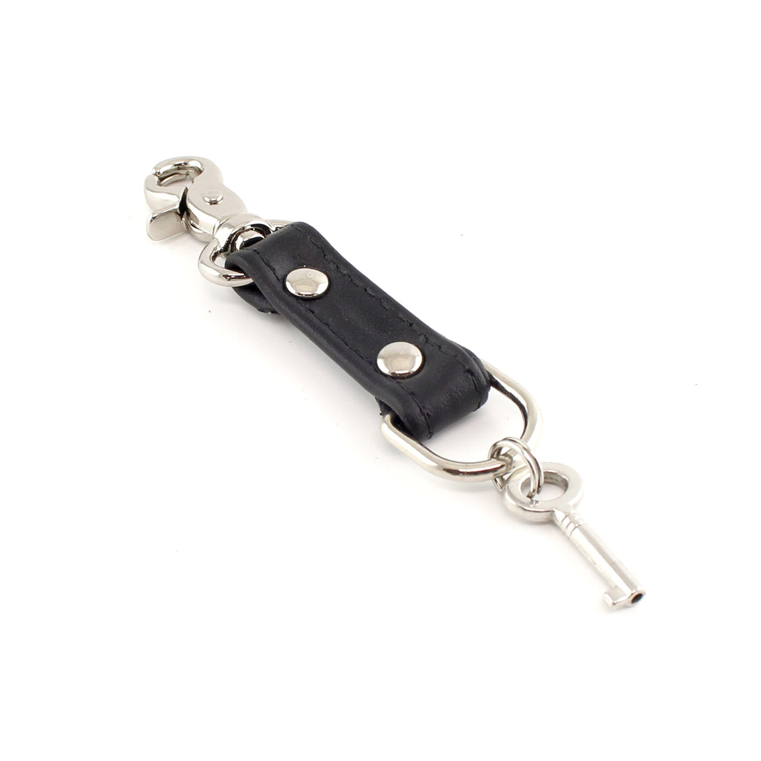 Restrained Grace Key Chain The Leather Key Holder Clip in Black & Silver
