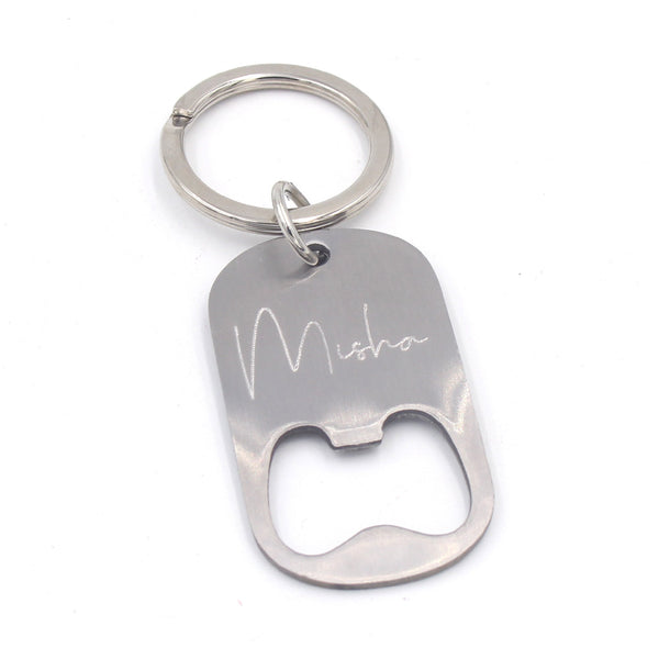 The Personalized Steel Dog Tag Bottle Opener Keychain Key Chain Restrained Grace   