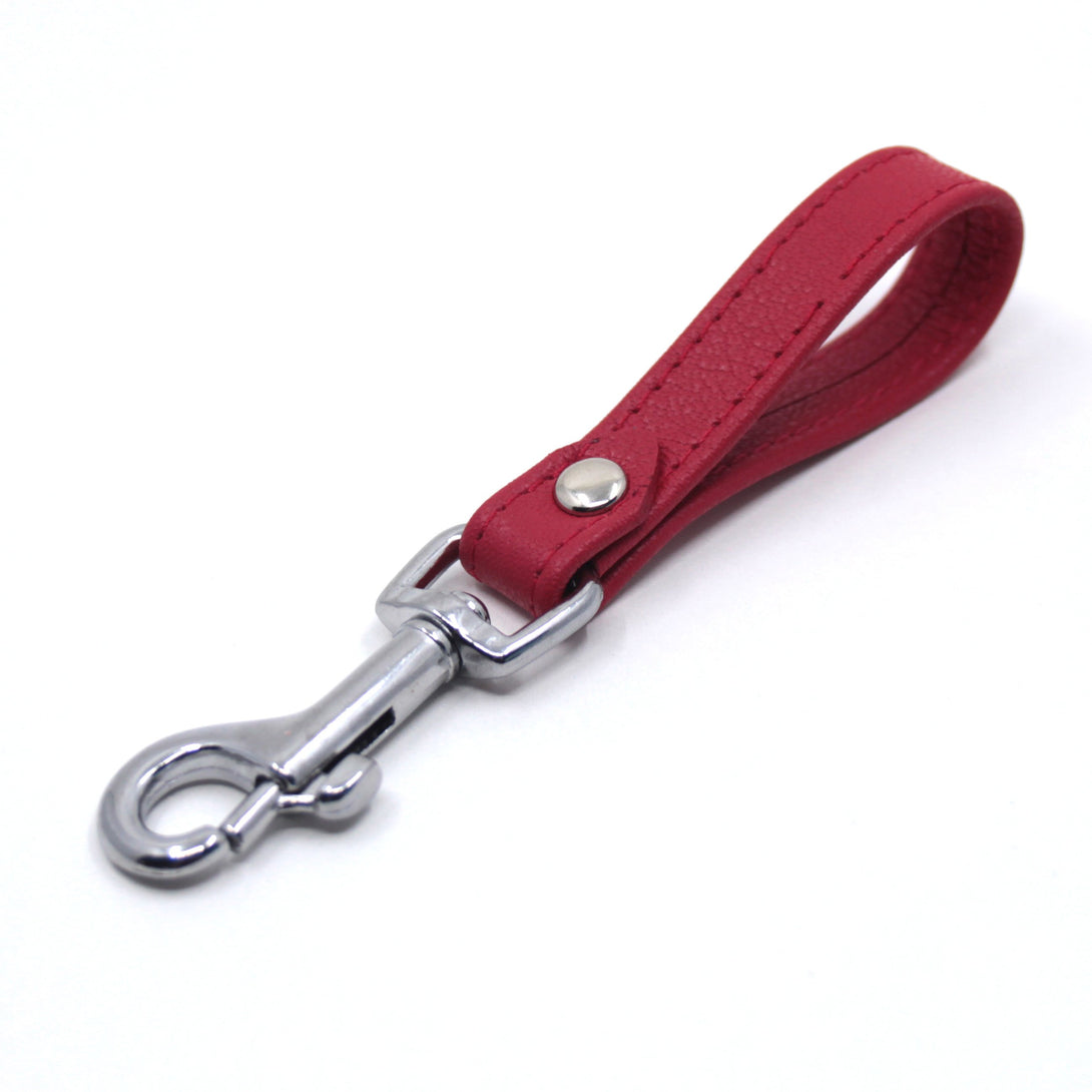 Restrained Grace Leash Silver The Leather Mini Clip in Cherry Red