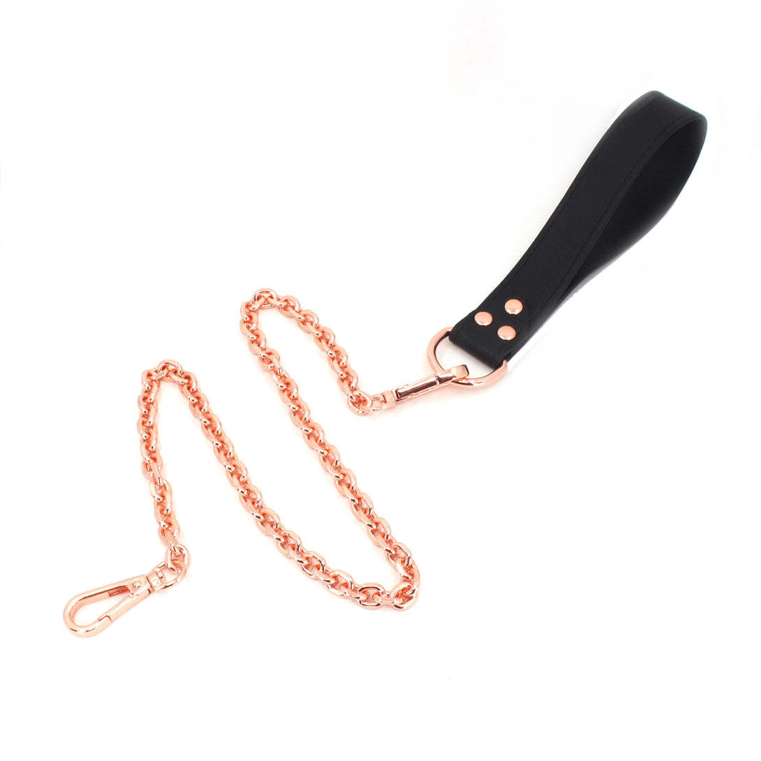 Restrained Grace Leash The Classic Leather Leash in Black & Rose Gold