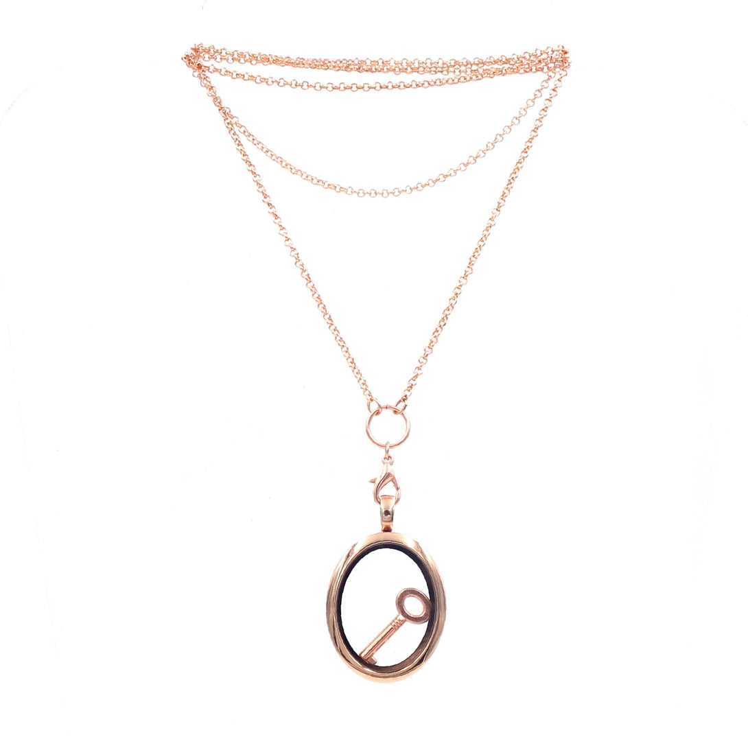 Restrained Grace Necklace Key Holder Locket - Large Oval - FemDom Necklace - Silver, Gold, or Rose Gold
