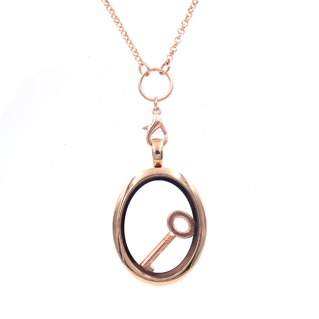 Restrained Grace Necklace Key Holder Locket - Large Oval - FemDom Necklace - Silver, Gold, or Rose Gold