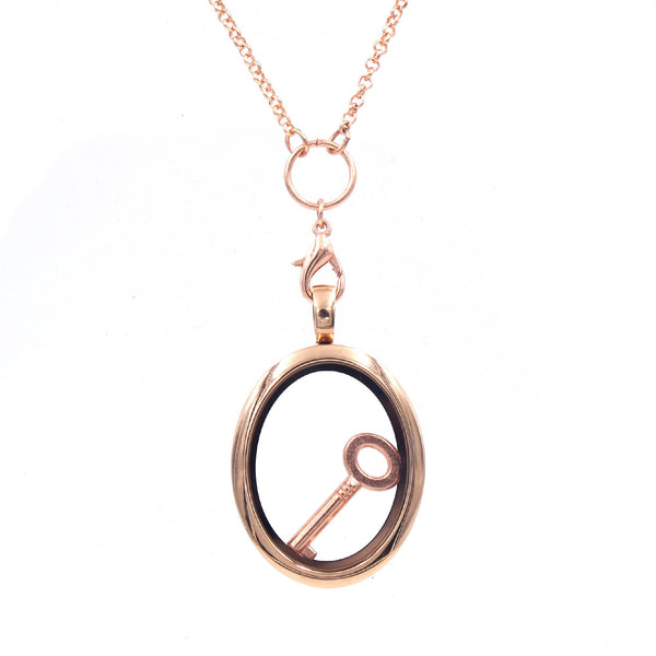 Restrained Grace Necklace Key Holder Locket - Large Oval - FemDom Necklace - Silver, Gold, or Rose Gold