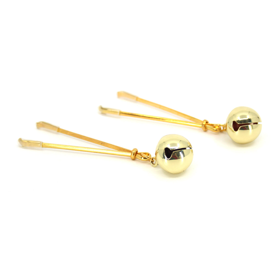 Restrained Grace Nipple Clamps Gold Jingle Bell Nipple Clamps - Christmas 2020