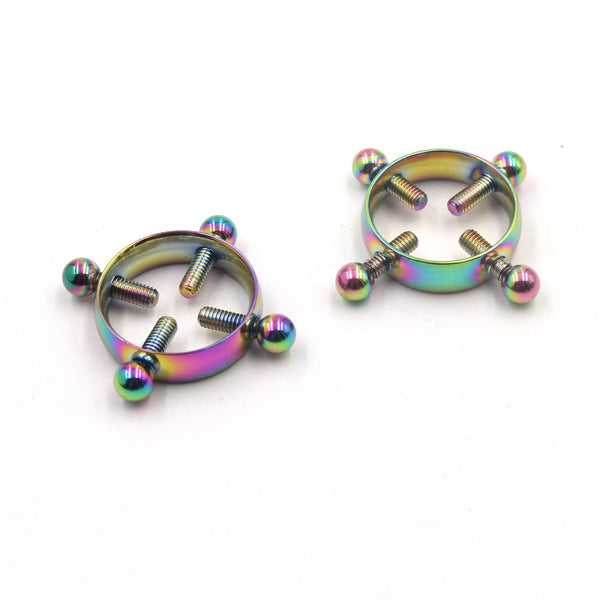 Restrained Grace Nipple Clamps The Foursome Nipple Clamps in Iridescent Rainbow