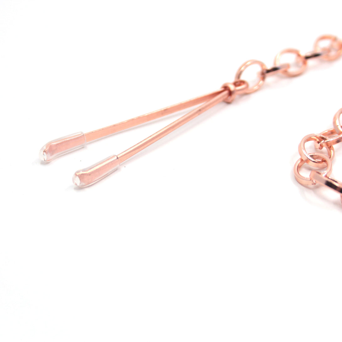 Black & Rose Gold Leather Nipple Clamps Nipple Clamps Restrained Grace   