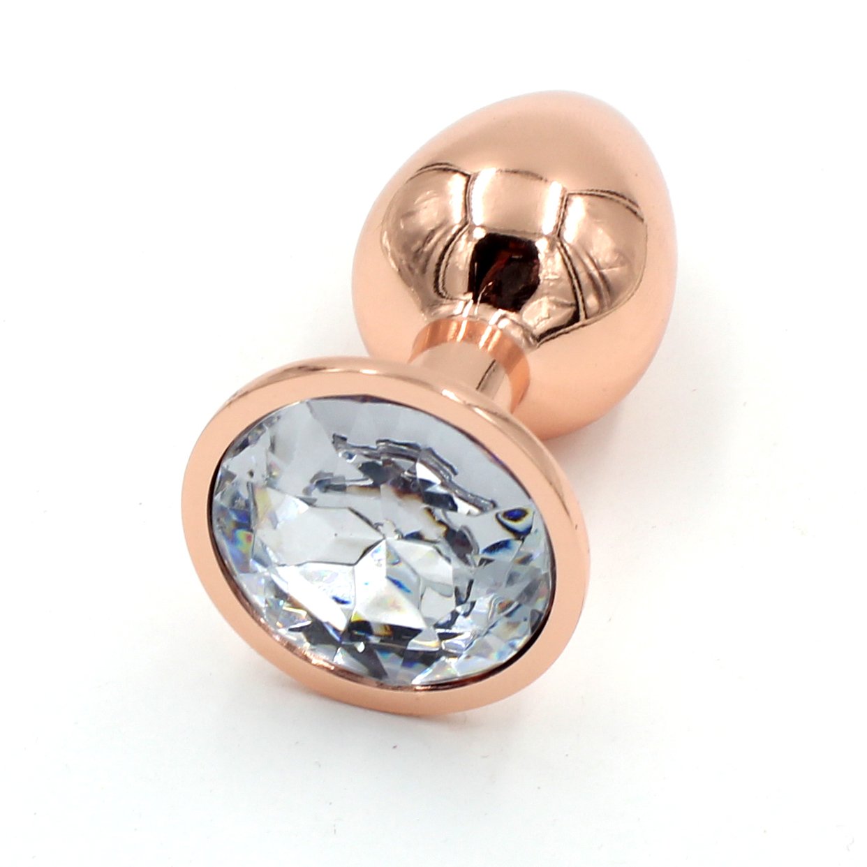 Rose Gold Butt Plug with Clear Crystal Plug Restrained Grace   