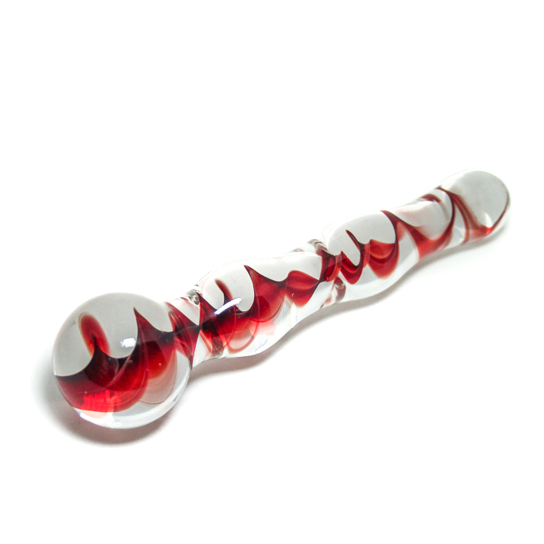 Swirled Glass Dildo Dildo Restrained Grace red  