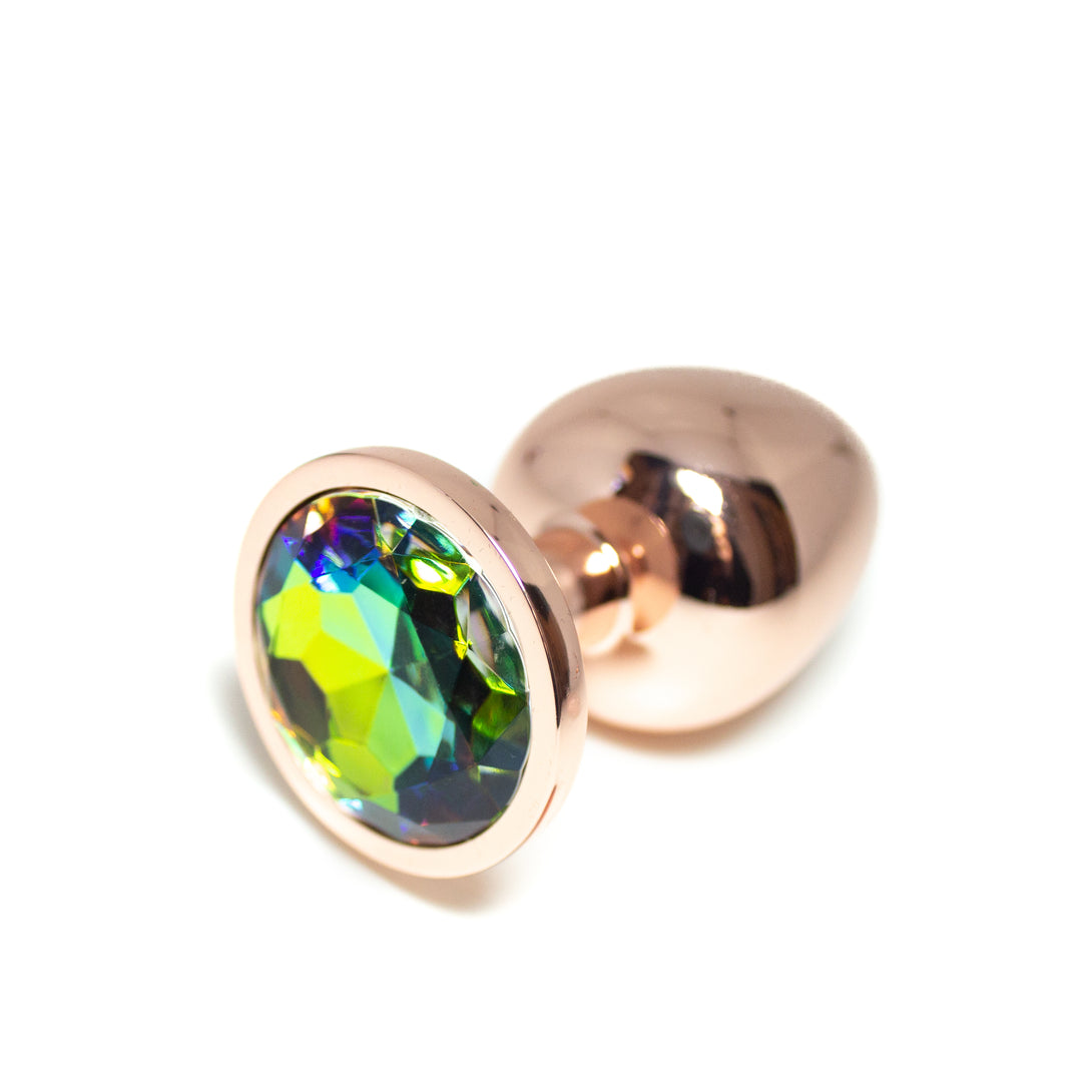 Rose Gold Rainbow Crystal Rhinestone Butt Plug Plug Restrained Grace   